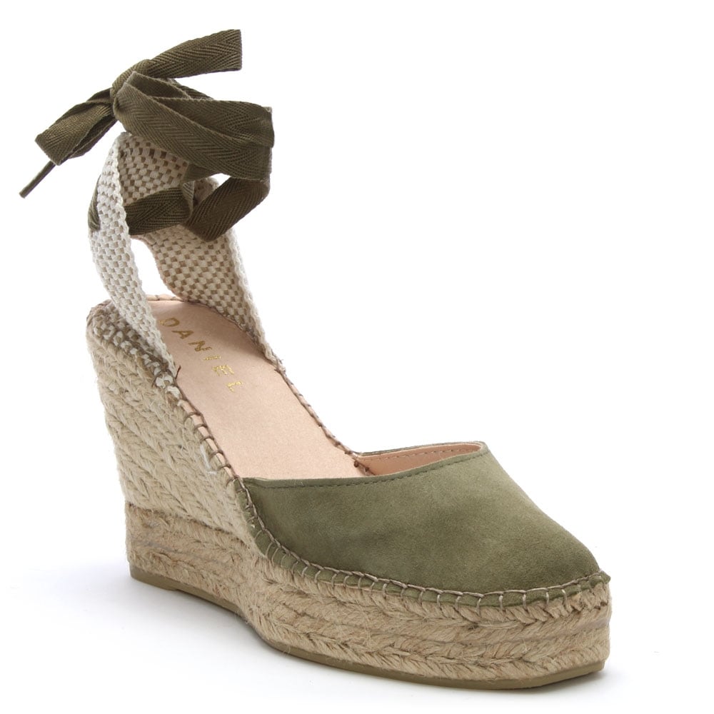 Marken Khaki Suede Wedge Espadrilles