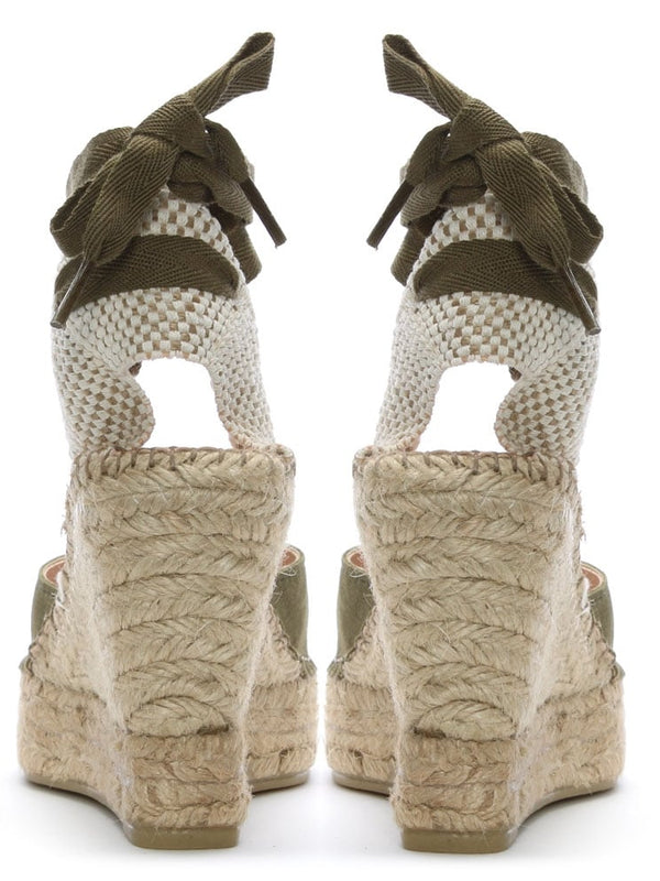 Marken Khaki Suede Wedge Espadrilles