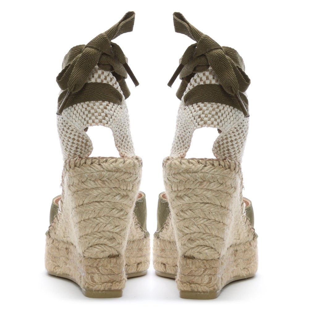 Marken Khaki Suede Wedge Espadrilles