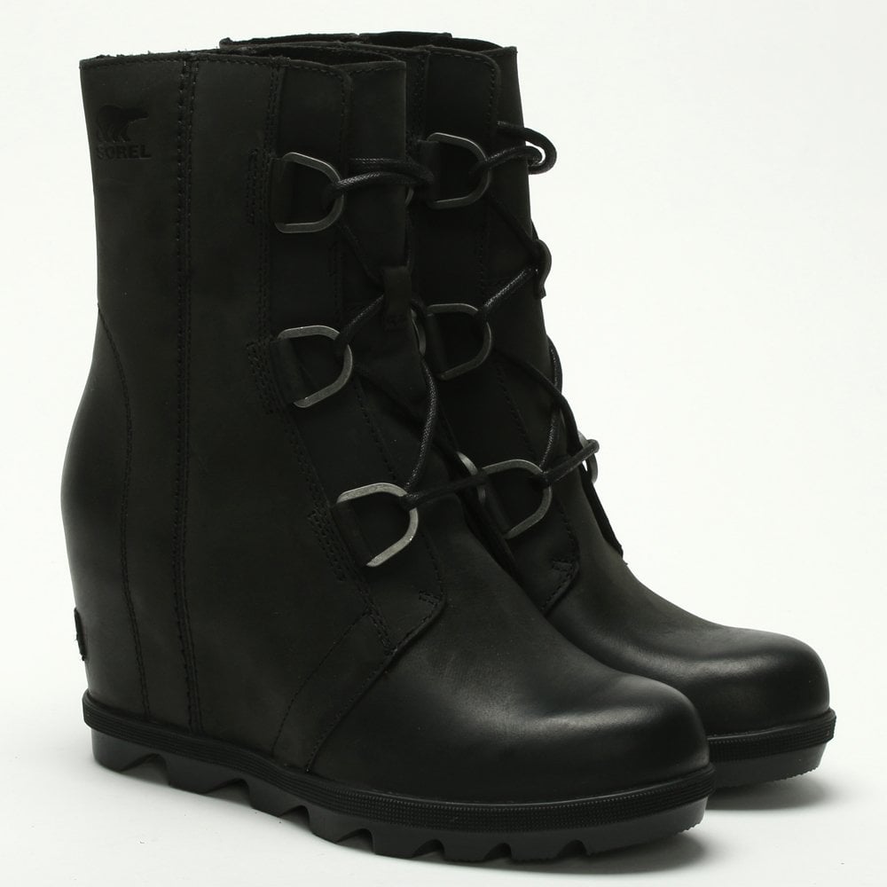 Joan Of Arctic II Black Leather Wedge Boots
