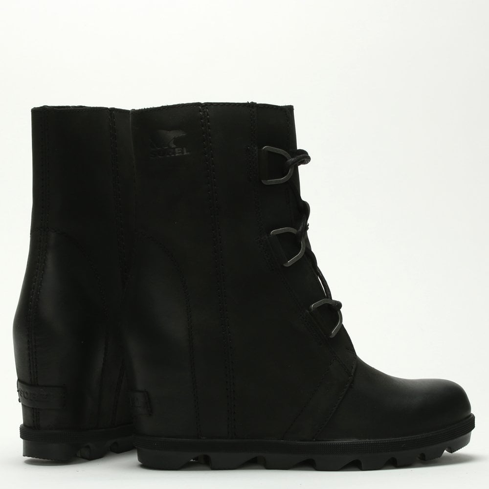 Joan Of Arctic II Black Leather Wedge Boots