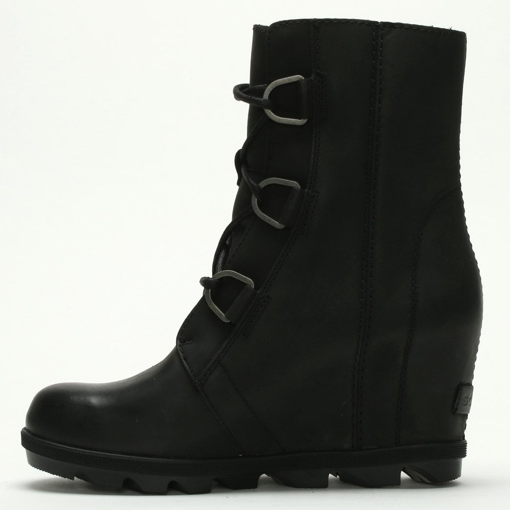Joan Of Arctic II Black Leather Wedge Boots