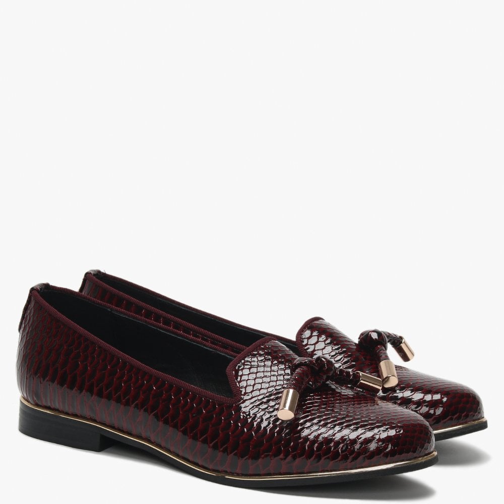 Eadlist Burgundy Reptile Tassel Loafers