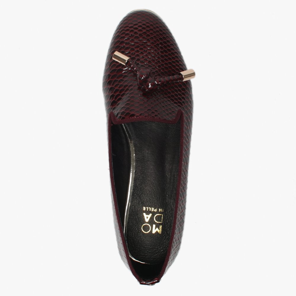 Eadlist Burgundy Reptile Tassel Loafers
