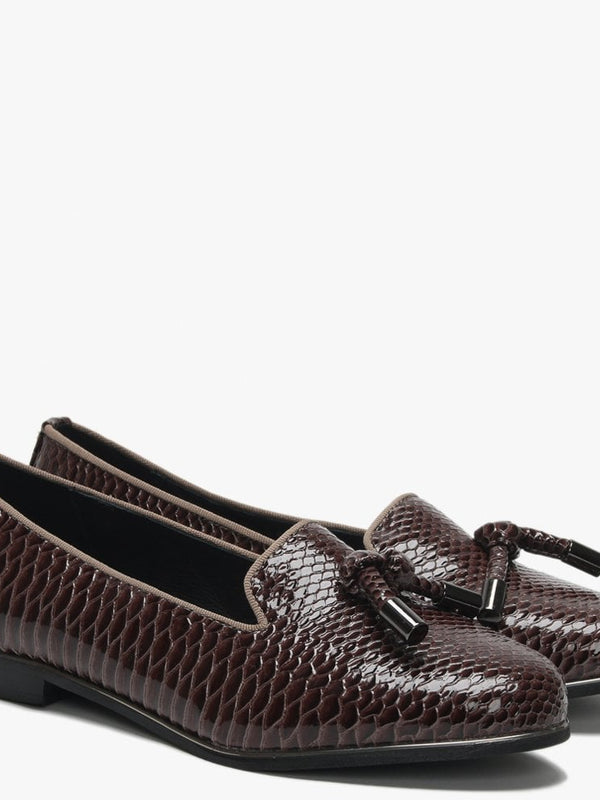Eadlist Brown Reptile Tassel Loafers