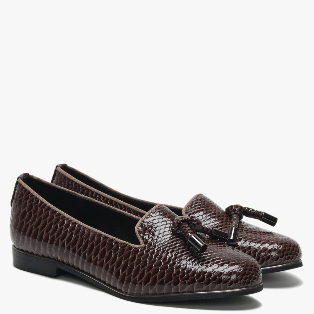 Eadlist Brown Reptile Tassel Loafers