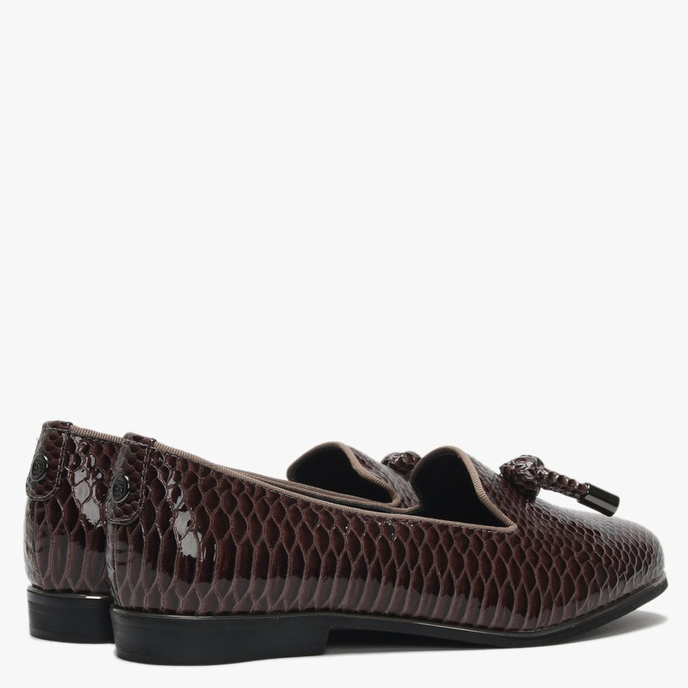 Eadlist Brown Reptile Tassel Loafers