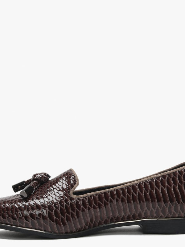 Eadlist Brown Reptile Tassel Loafers