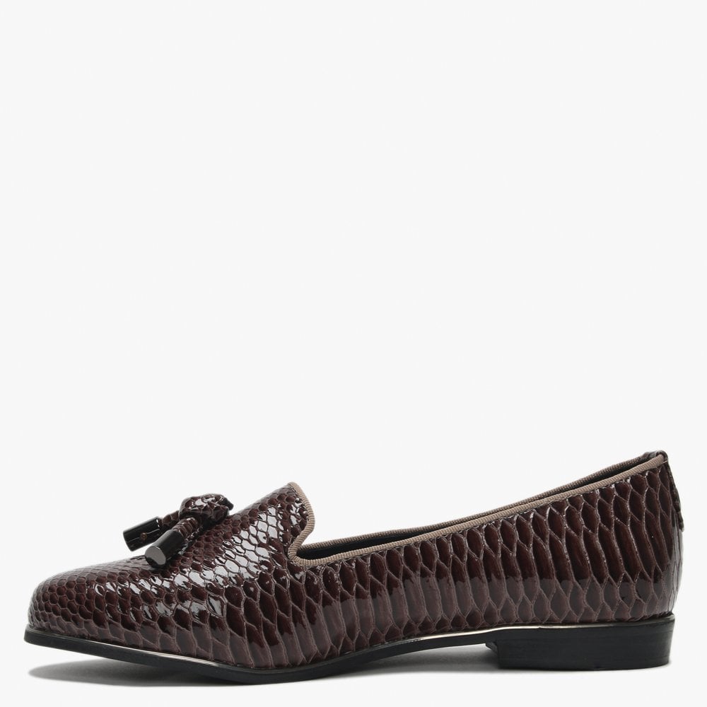 Eadlist Brown Reptile Tassel Loafers