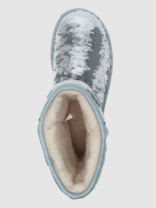 Classic Short Silver Sequin Ankle Boots