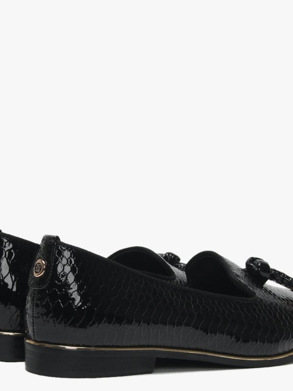 Eadlist Black Reptile Tassel Loafers