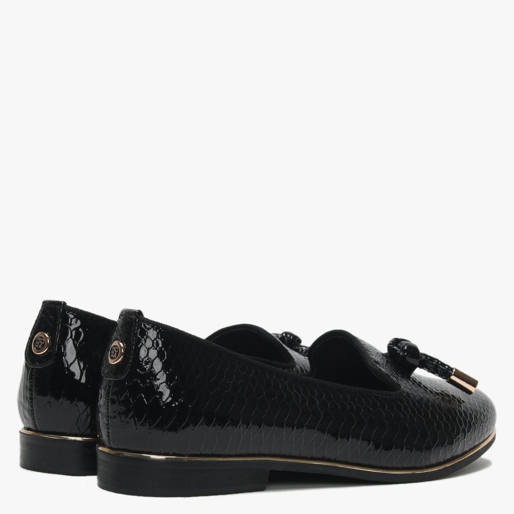 Eadlist Black Reptile Tassel Loafers