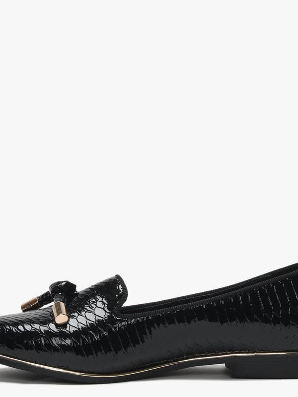 Eadlist Black Reptile Tassel Loafers
