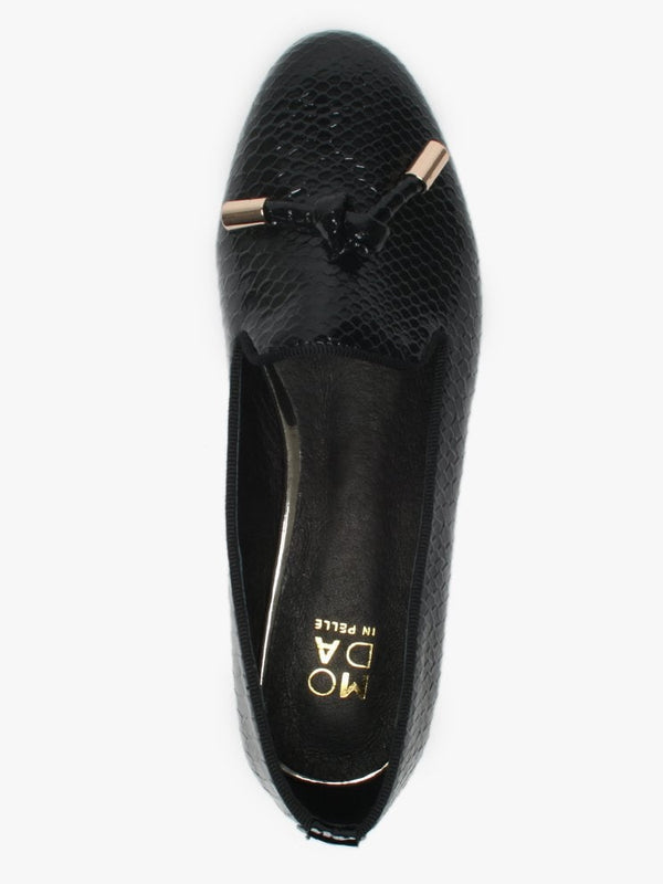 Eadlist Black Reptile Tassel Loafers