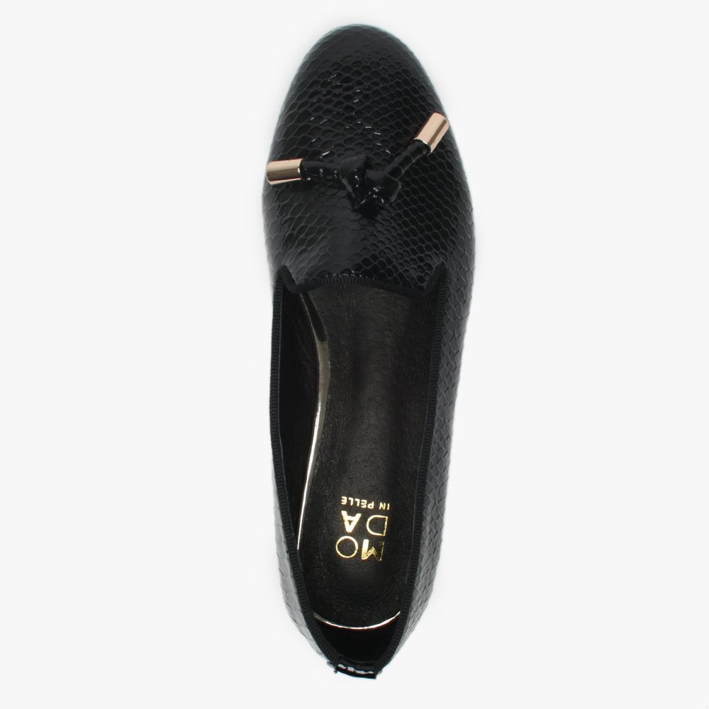 Eadlist Black Reptile Tassel Loafers