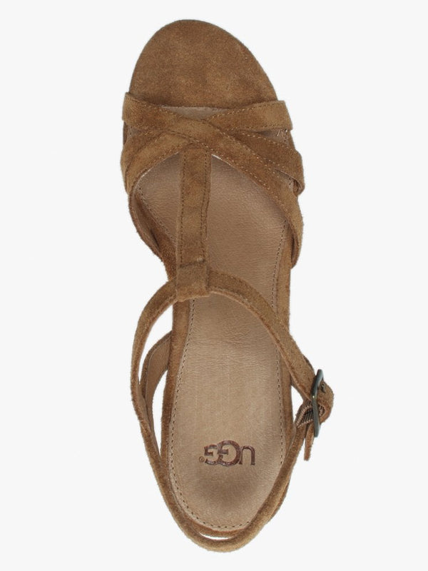 Melissa Chestnut Suede T Bar Wedge Sandals