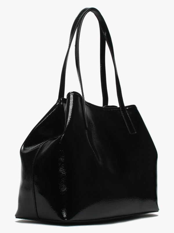 Vikky Black Patent Tote Bag