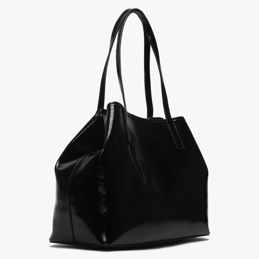 Vikky Black Patent Tote Bag