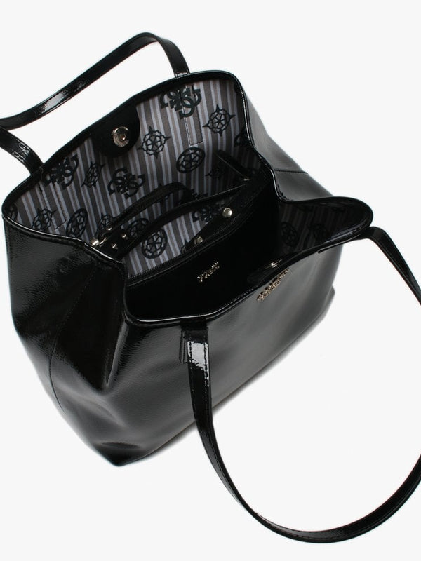 Vikky Black Patent Tote Bag