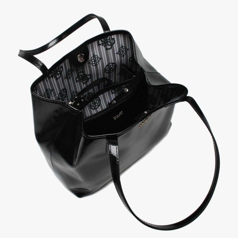 Vikky Black Patent Tote Bag