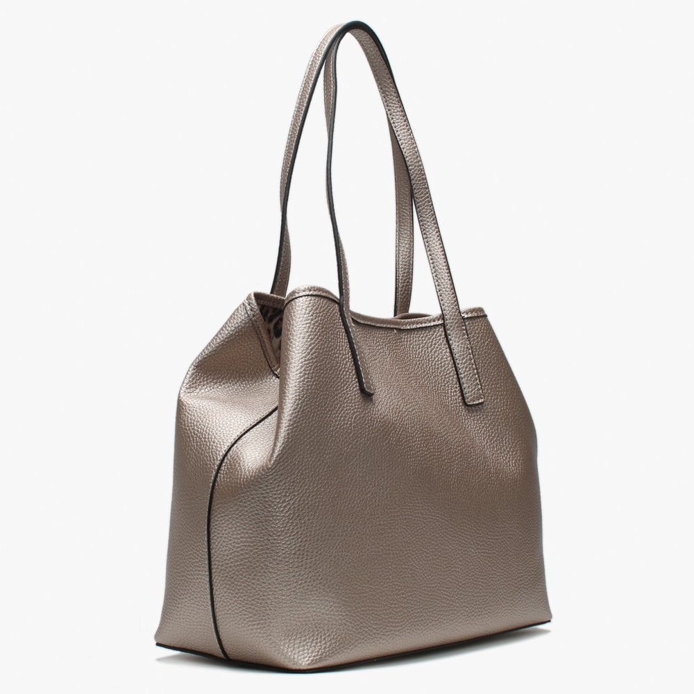 Vikky Pale Bronze Pebbled Tote Bag