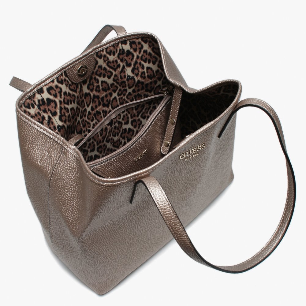 Vikky Pale Bronze Pebbled Tote Bag