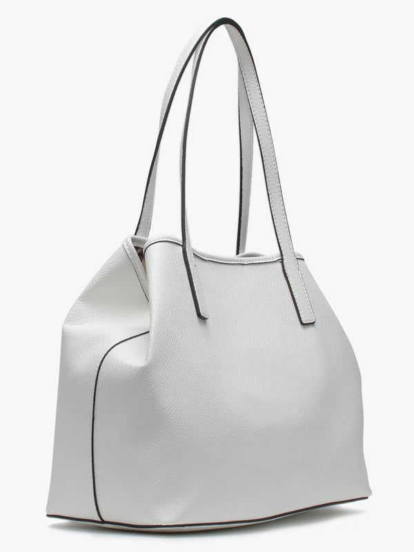 Vikky White Pebbled Tote Bag