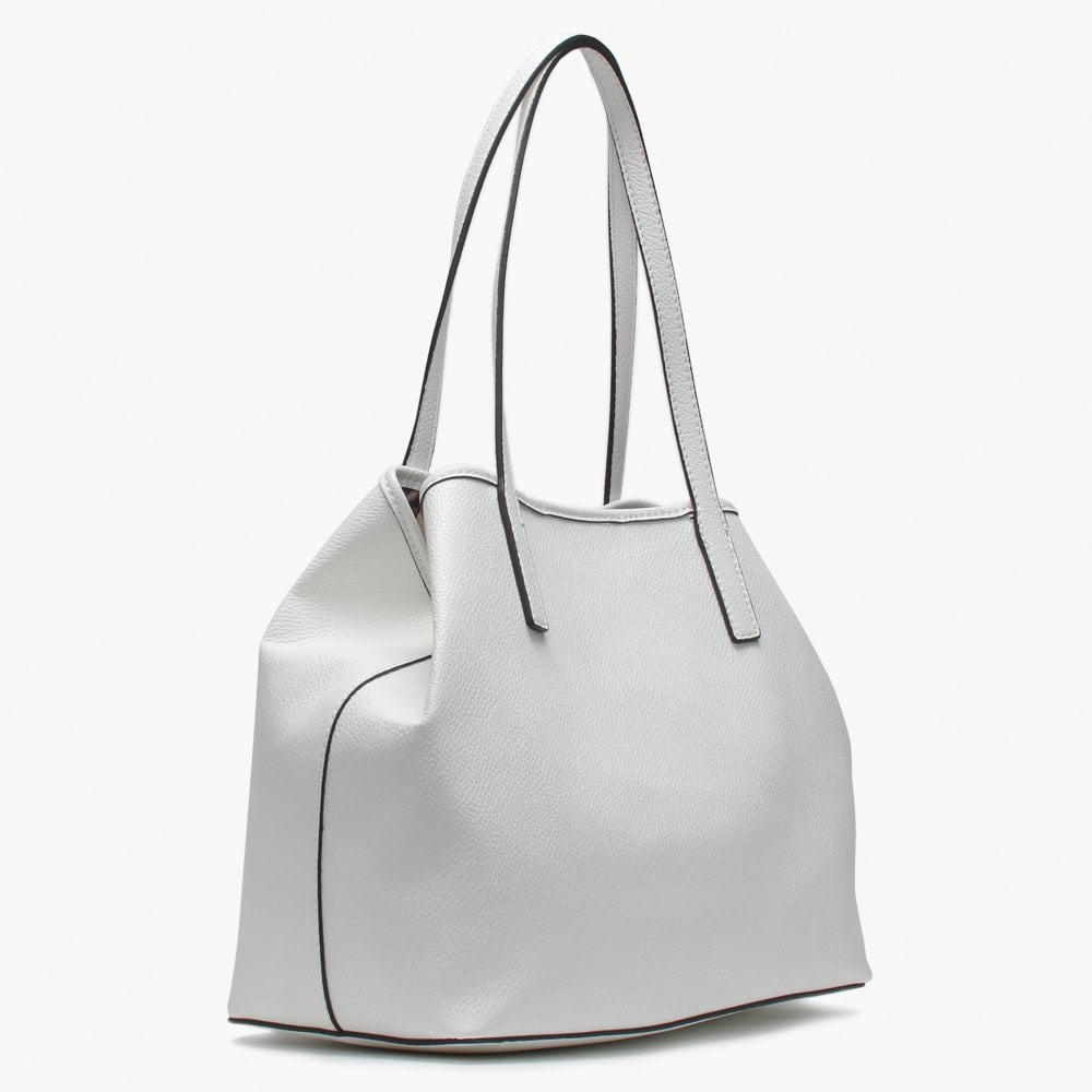 Vikky White Pebbled Tote Bag