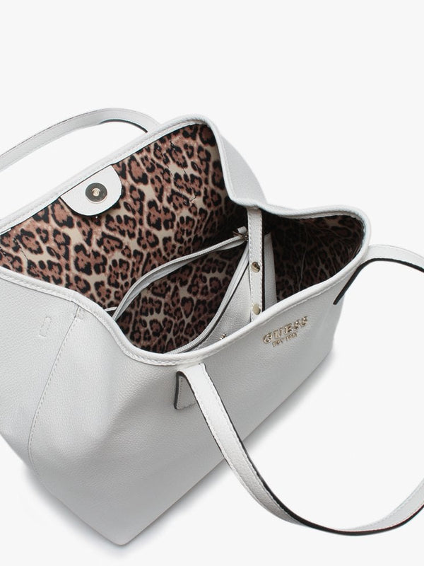 Vikky White Pebbled Tote Bag