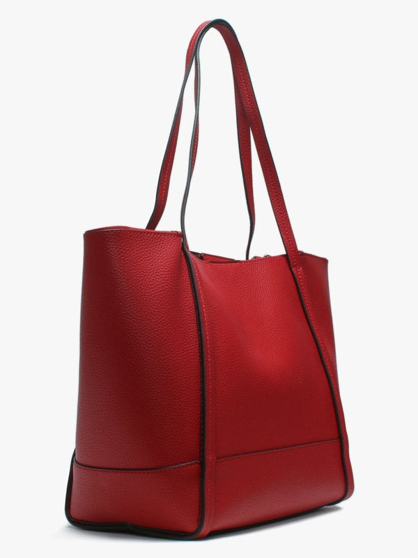 Heidi Crimson Pebbled Tote Bag