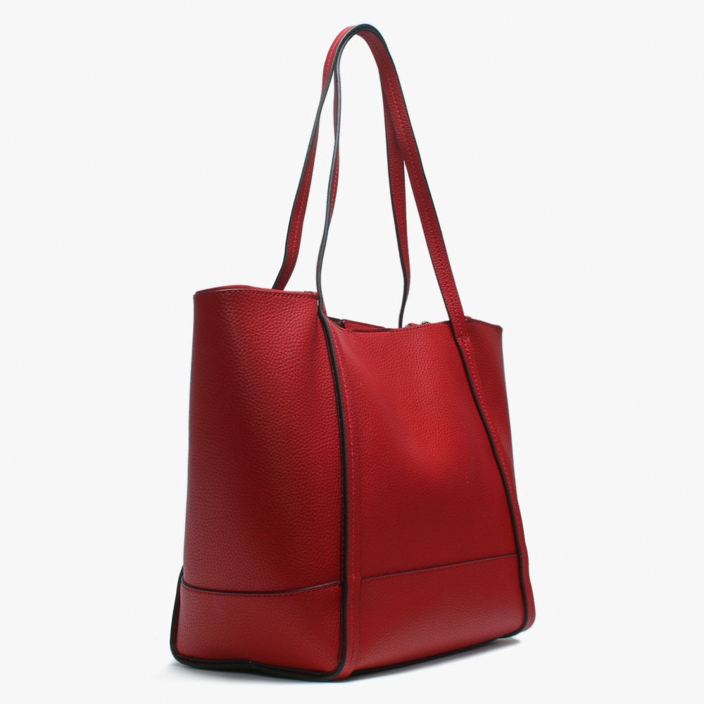 Heidi Crimson Pebbled Tote Bag