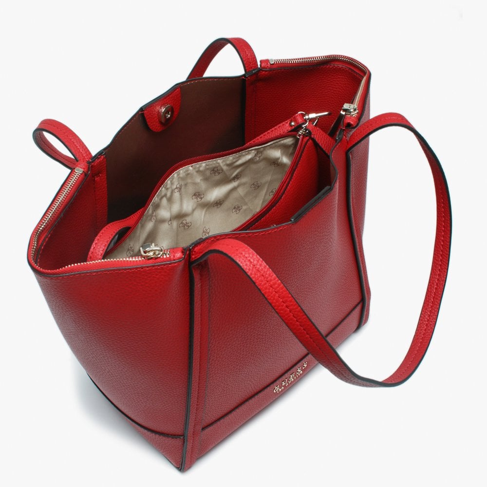 Heidi Crimson Pebbled Tote Bag