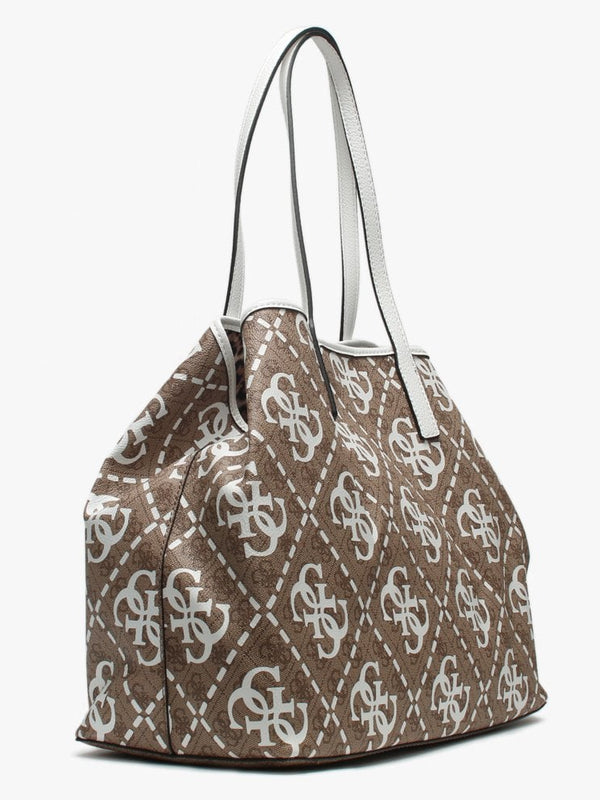 Large Vikky White Logo Slouchy Tote Bag