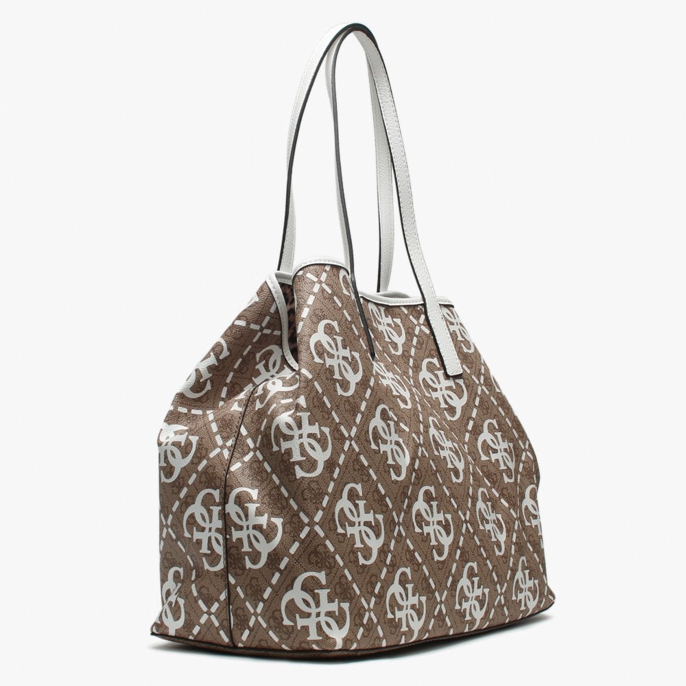 Large Vikky White Logo Slouchy Tote Bag