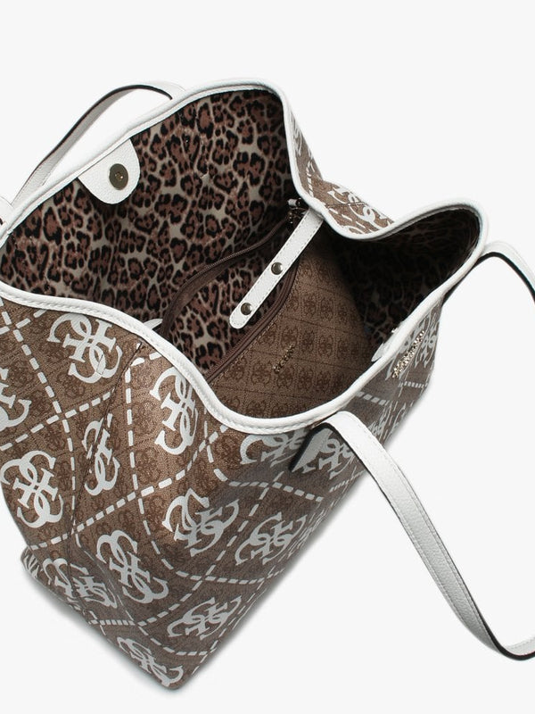 Large Vikky White Logo Slouchy Tote Bag