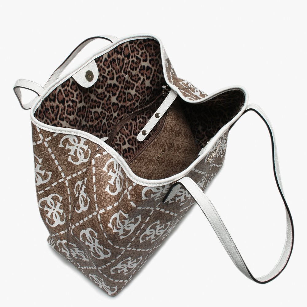 Large Vikky White Logo Slouchy Tote Bag