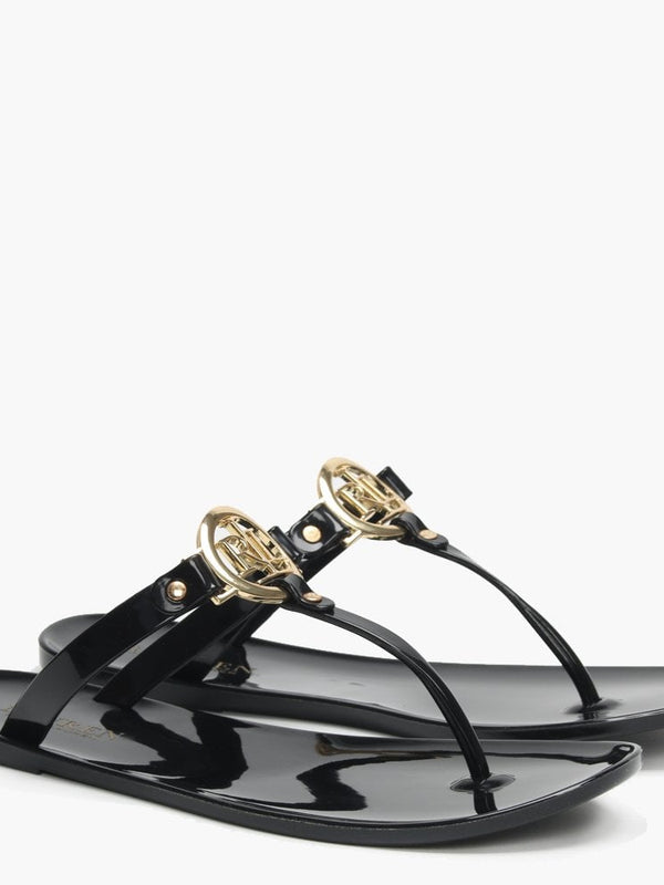 Sarahfina Black Logo Jelly Sandals