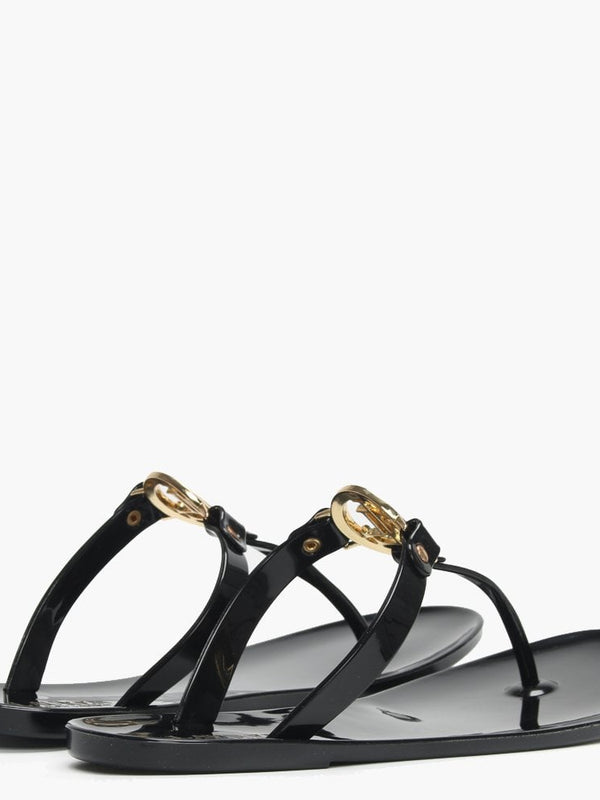 Sarahfina Black Logo Jelly Sandals