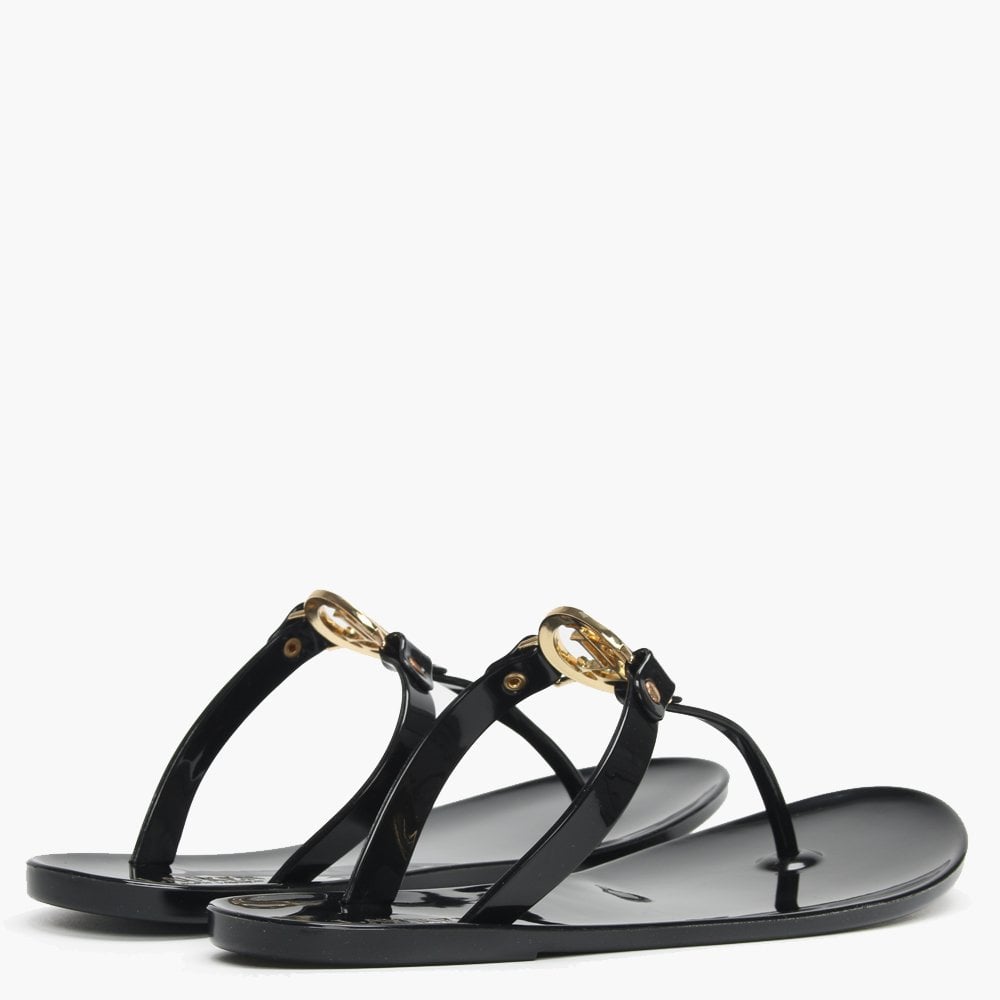 Sarahfina Black Logo Jelly Sandals