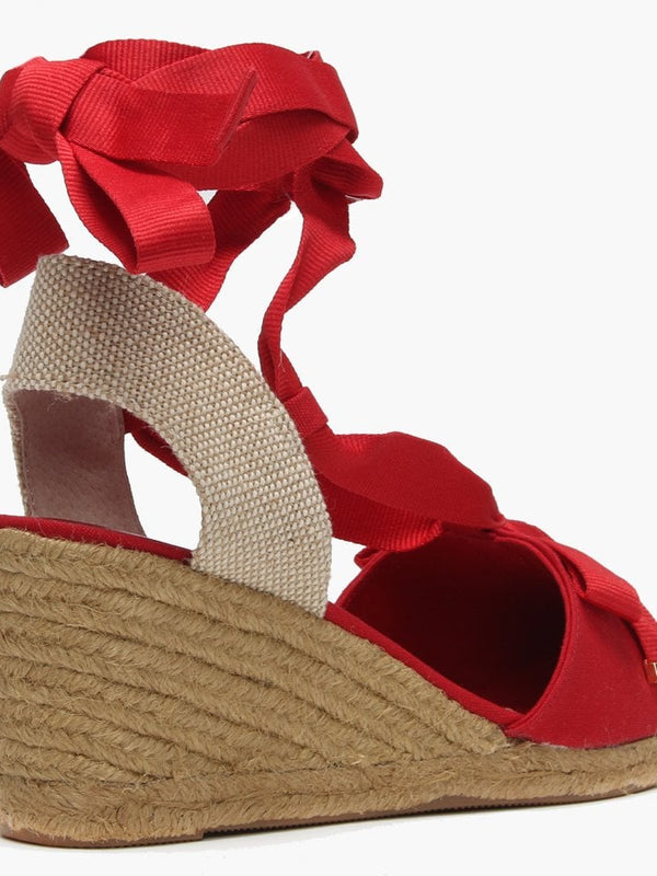 Hollie Red Canvas Wedge Espadrilles