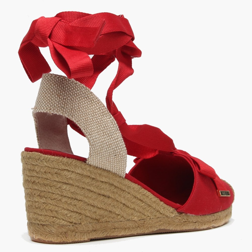 Hollie Red Canvas Wedge Espadrilles