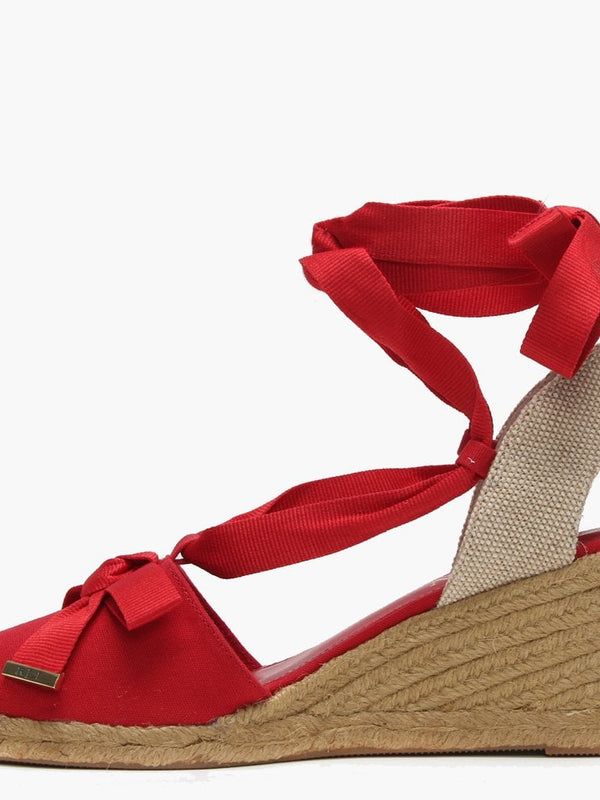 Hollie Red Canvas Wedge Espadrilles