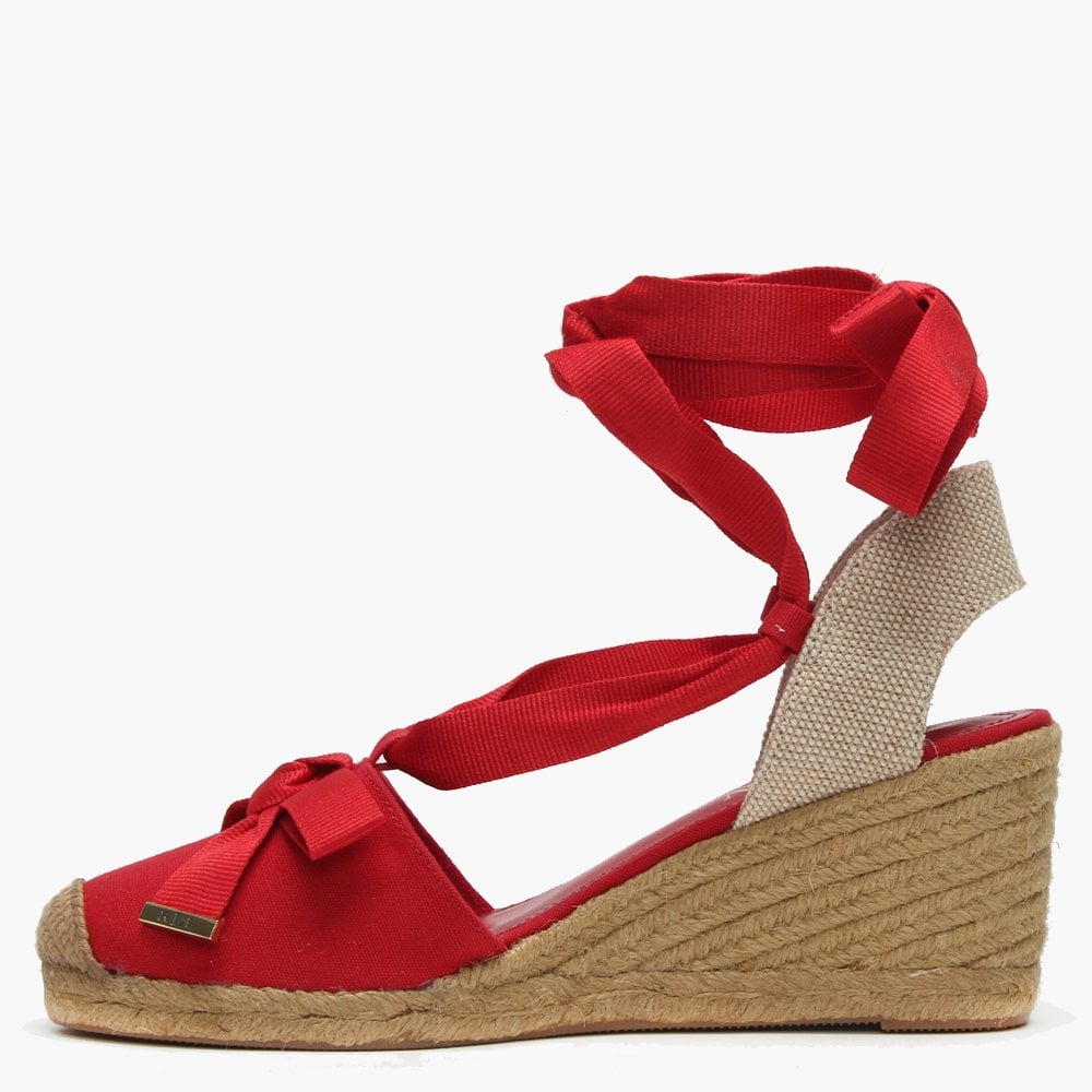 Hollie Red Canvas Wedge Espadrilles
