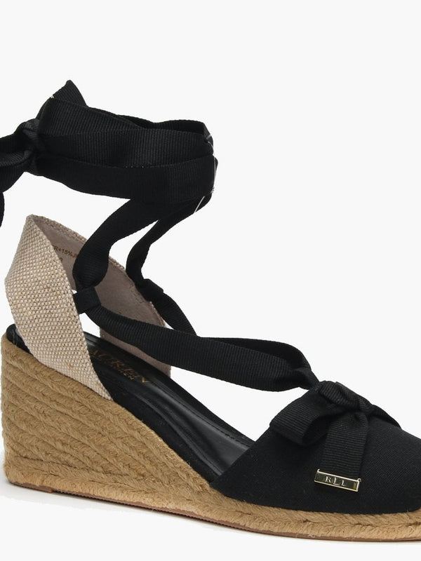 Hollie Black Canvas Wedge Espadrilles
