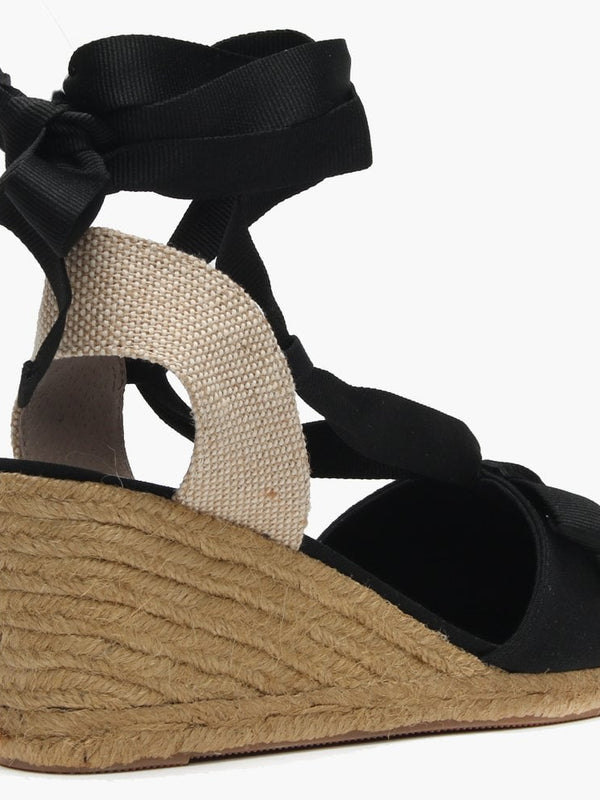 Hollie Black Canvas Wedge Espadrilles