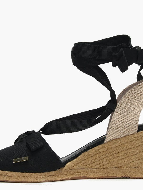 Hollie Black Canvas Wedge Espadrilles