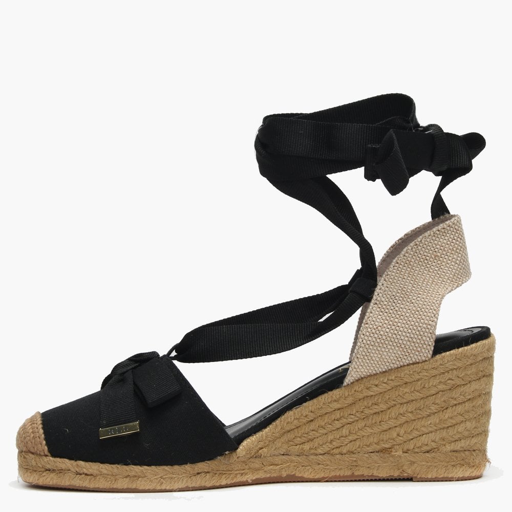 Hollie Black Canvas Wedge Espadrilles