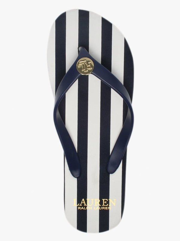 Elissa III Navy & White Striped Flip Flops