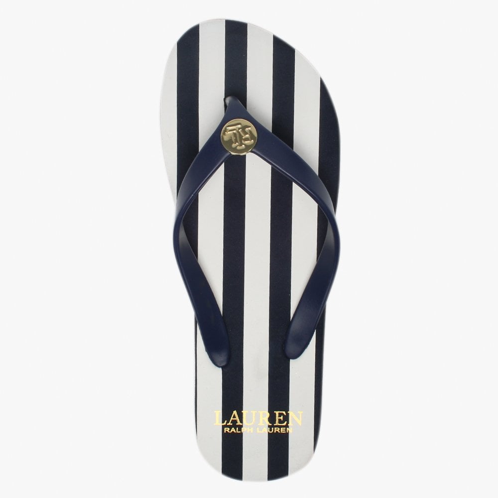 Elissa III Navy & White Striped Flip Flops