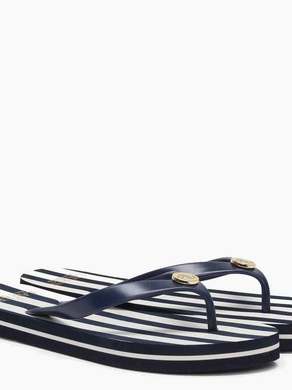 Elissa III Navy & White Striped Flip Flops